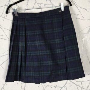 Tribal VTG Navy Tartan Wrap Around Pleated Mini Skirt